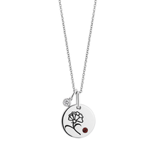 Load image into Gallery viewer, Hallmarkfinejewelry January Flower of the Month Pendant in Sterling Silver with Diamond and Garnet Accent
