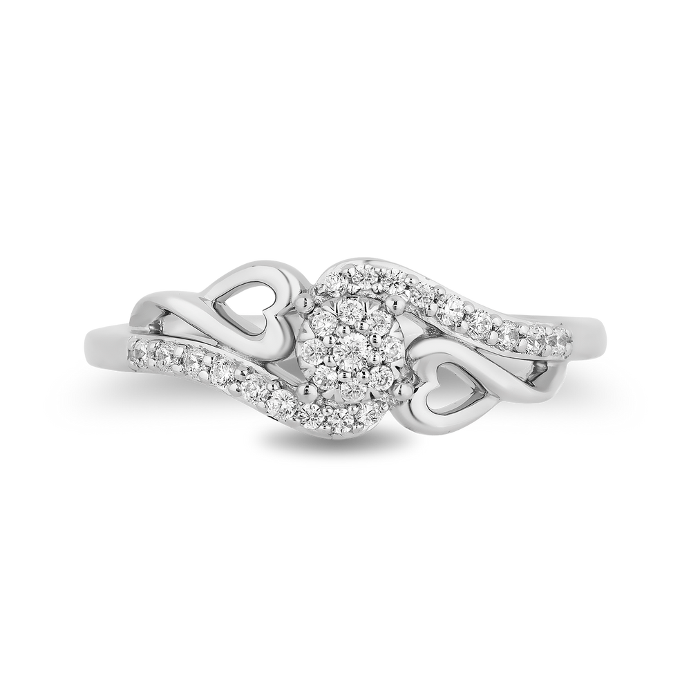 Hallmarkfinejewelry Open Heart Diamond Promise Ring in Sterling Silver