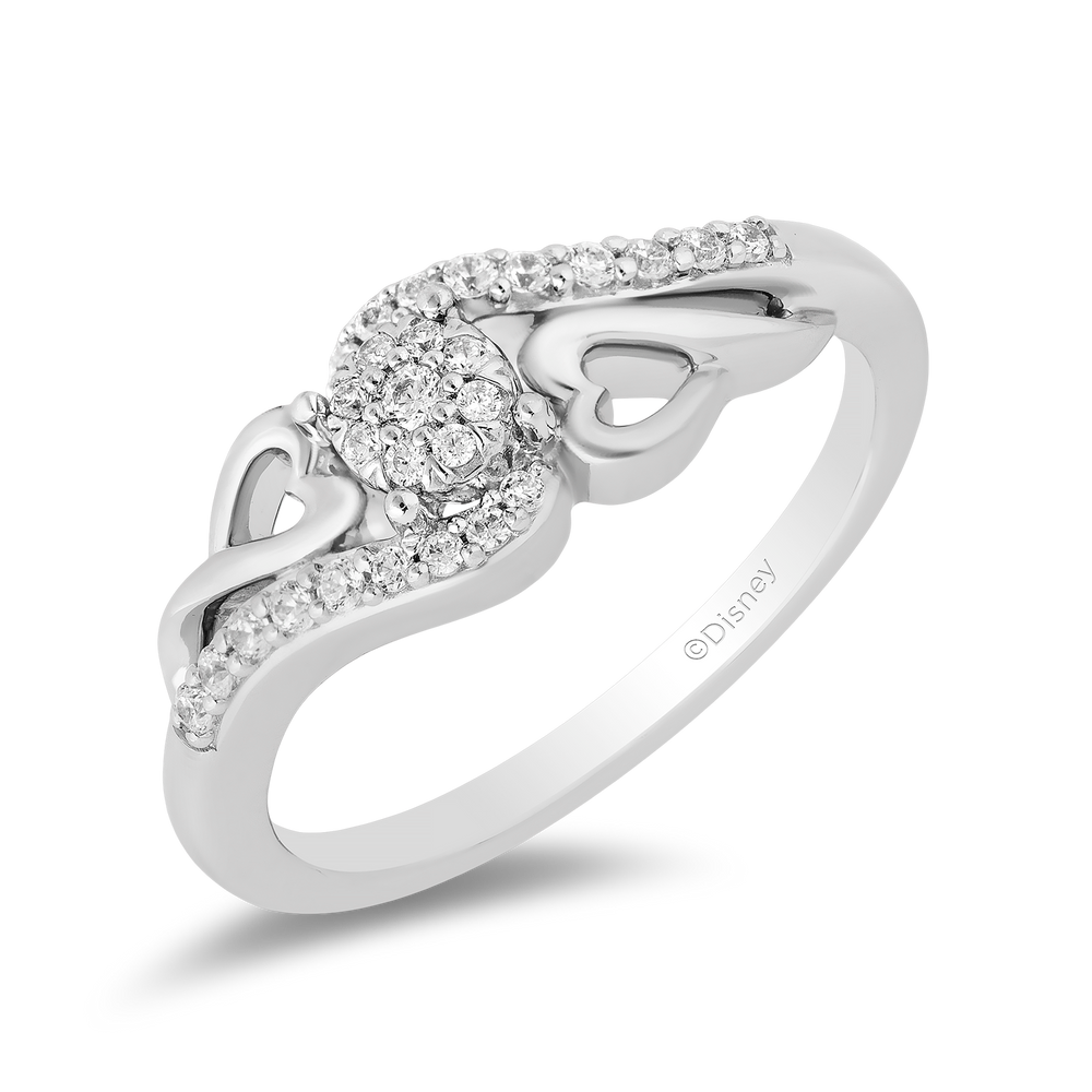 Hallmarkfinejewelry Open Heart Diamond Promise Ring in Sterling Silver