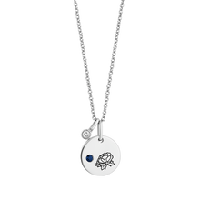 Load image into Gallery viewer, Hallmarkfinejewelry September Flower of the Month Pendant in Sterling Silver with Blue Sapphire and Diamond Accent
