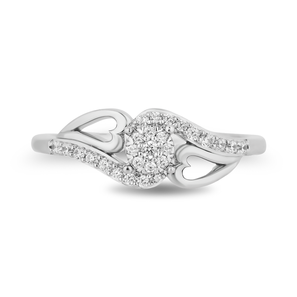 Hallmarkfinejewelry Melted Heart Diamond Promise Ring in Sterling Silver