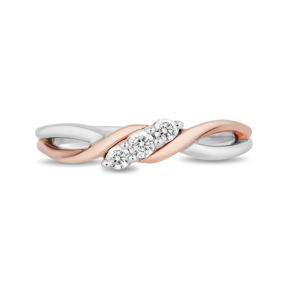 Hallmarkfinejewelry Two-Tone Eternal Connection Promise Ring in Sterling Silver and 14K Rose Gold with Diamonds