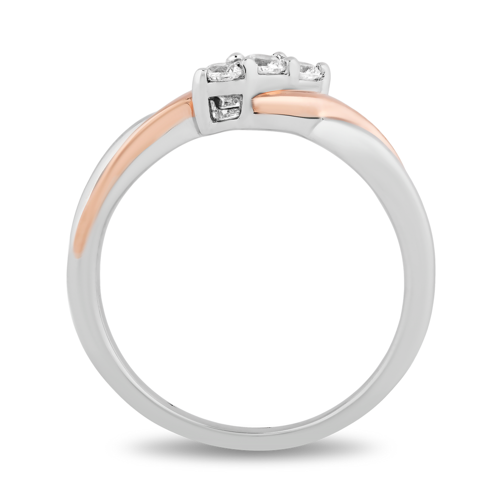 Hallmarkfinejewelry Two-Tone Eternal Connection Promise Ring in Sterling Silver and 14K Rose Gold with Diamonds