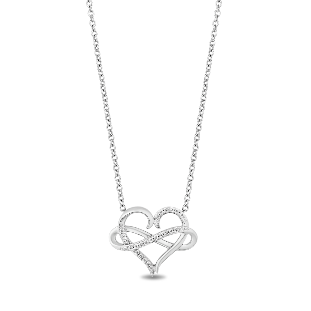 Hallmarkfinejewelry Infinity Love Heart Necklace in Sterling Silver with 1/4 Cttw Diamonds