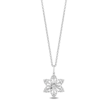 Load image into Gallery viewer, Hallmarkfinejewelry Florentine Filigree Snowflake Pendant in Sterling Silver with 1/10 Cttw of Diamonds

