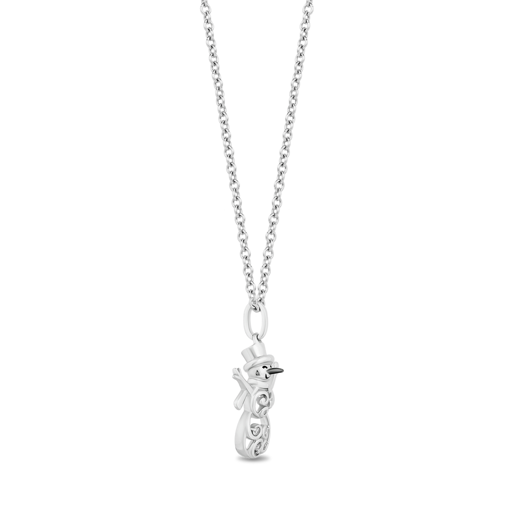 Hallmarkfinejewelry Swirling Snowman Pendant in Sterling Silver with Diamond Accent