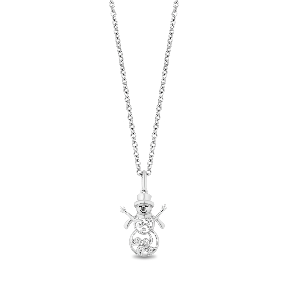 Hallmarkfinejewelry Swirling Snowman Pendant in Sterling Silver with Diamond Accent