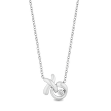 Load image into Gallery viewer, Hallmarkfinejewelry Sculpted Hug and Kiss Pendant in sterling silver with Diamond Accents
