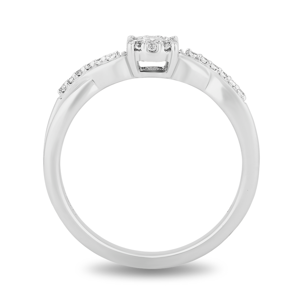 Hallmarkfinejewelry Diamond Halo Criss-Cross Promise Ring in Sterling Silver