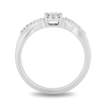 Load image into Gallery viewer, Hallmarkfinejewelry Diamond Halo Criss-Cross Promise Ring in Sterling Silver
