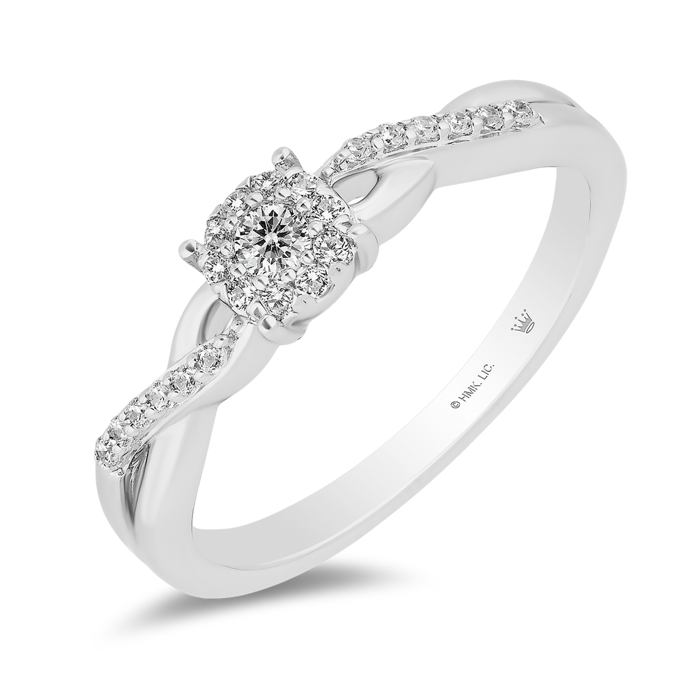 Hallmarkfinejewelry Diamond Halo Criss-Cross Promise Ring in Sterling Silver
