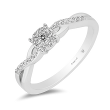 Load image into Gallery viewer, Hallmarkfinejewelry Diamond Halo Criss-Cross Promise Ring in Sterling Silver
