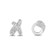 Load image into Gallery viewer, Hallmarkfinejewelry Sculpted One Hug and One Kiss Earrings in Sterling Silver with 1/8 Cttw of Diamonds
