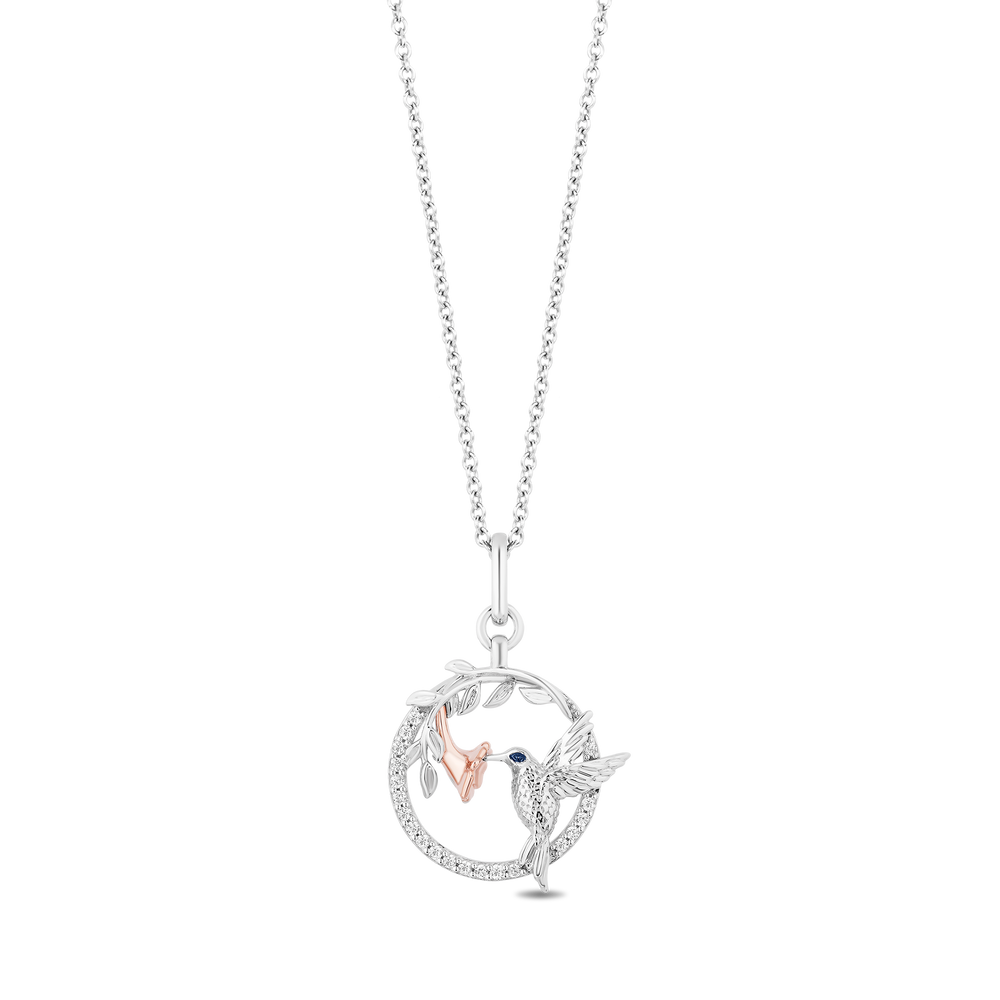 Hallmarkfinejewelry Hummingbird Medallion in Sterling Silver & 14K Rose Gold with Diamonds