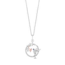 Load image into Gallery viewer, Hallmarkfinejewelry Hummingbird Medallion in Sterling Silver &amp; 14K Rose Gold with Diamonds
