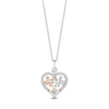 Load image into Gallery viewer, Hallmarkfinejewelry Blooming Heart Pendant in Sterling Silver &amp; 14K Rose Gold with Diamonds
