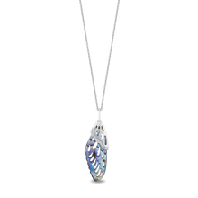Load image into Gallery viewer, Hallmarkfinejewelry Butterfly Wing Pendant in Aurora Borealis Blue Carved Mother of Pearl and Sterling Silver with Diamonds
