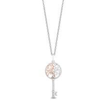 Load image into Gallery viewer, Hallmarkfinejewelry Blooming Key Pendant in Sterling Silver &amp; 14K Rose Gold with Diamonds
