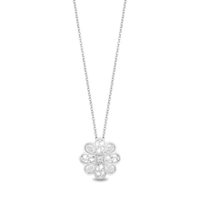 Load image into Gallery viewer, Hallmarkfinejewelry Lace Blossom Pendant in Sterling Silver with Diamonds
