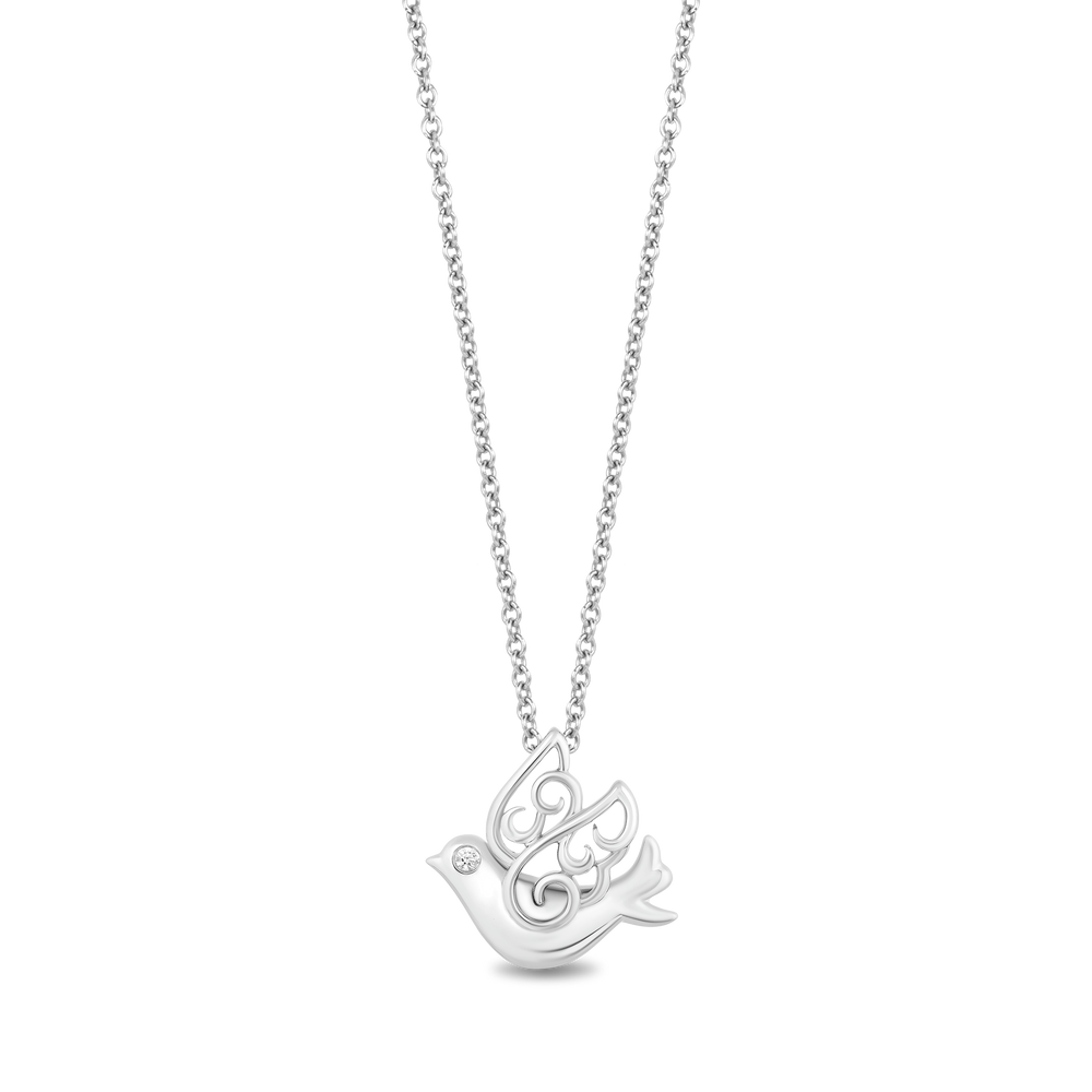 Hallmarkfinejewelry Lace Dove Pendant in Sterling Silver with Diamond