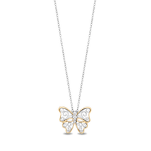 Load image into Gallery viewer, Hallmarkfinejewelry Gilded Lace Butterfly Pendant in Sterling Silver &amp; 14K Yellow Gold with Diamonds
