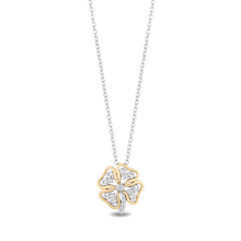 Load image into Gallery viewer, Hallmarkfinejewelry Gilded Lace Four Leaf Clover Pendant in Sterling Silver and 14K Yellow Gold with Diamonds
