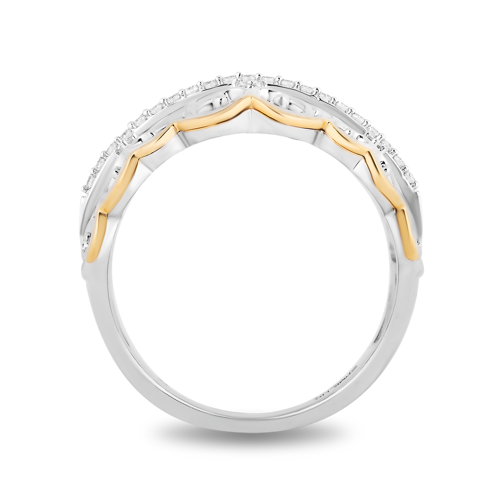 Hallmarkfinejewelry Fanciful Lace Heart Ring in Sterling Silver & 14K Yellow Gold with Diamonds