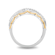 Load image into Gallery viewer, Hallmarkfinejewelry Fanciful Lace Heart Ring in Sterling Silver &amp; 14K Yellow Gold with Diamonds
