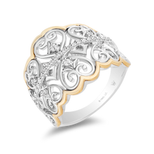 Load image into Gallery viewer, Hallmarkfinejewelry Fanciful Lace Heart Ring in Sterling Silver &amp; 14K Yellow Gold with Diamonds
