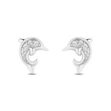Load image into Gallery viewer, Hallmarkfinejewelry Playful Dolphins in Sterling Silver With Diamonds
