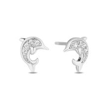 Load image into Gallery viewer, Hallmarkfinejewelry Playful Dolphins in Sterling Silver With Diamonds
