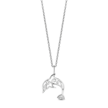 Load image into Gallery viewer, Hallmarkfinejewelry Sea-Swirled Dolphin Pendant in Sterling Silver With Accent Diamonds
