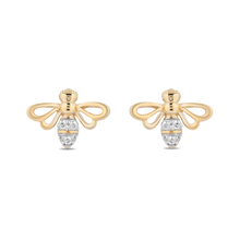 Load image into Gallery viewer, Hallmarkfinejewelry Buzzing Bumblebee Earrings in Sterling Silver &amp; 14K Yellow Gold with Diamonds
