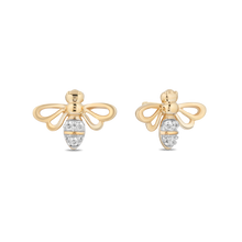 Load image into Gallery viewer, Hallmarkfinejewelry Buzzing Bumblebee Earrings in Sterling Silver &amp; 14K Yellow Gold with Diamonds
