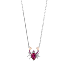 Load image into Gallery viewer, Hallmarkfinejewelry Sterling Silver and 14K Rose Gold Created Ruby Crab Necklace
