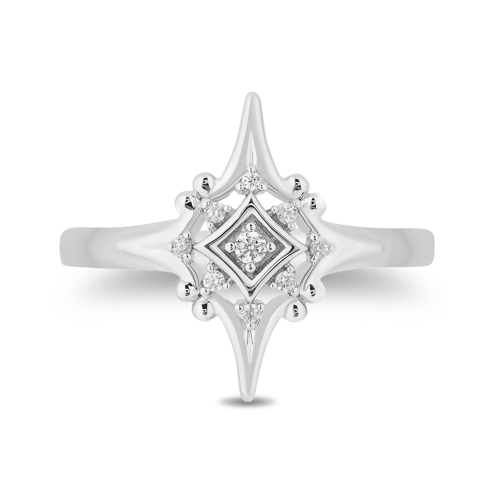 Hallmarkfinejewelry Lace North Star Ring in Sterling Silver with Diamonds