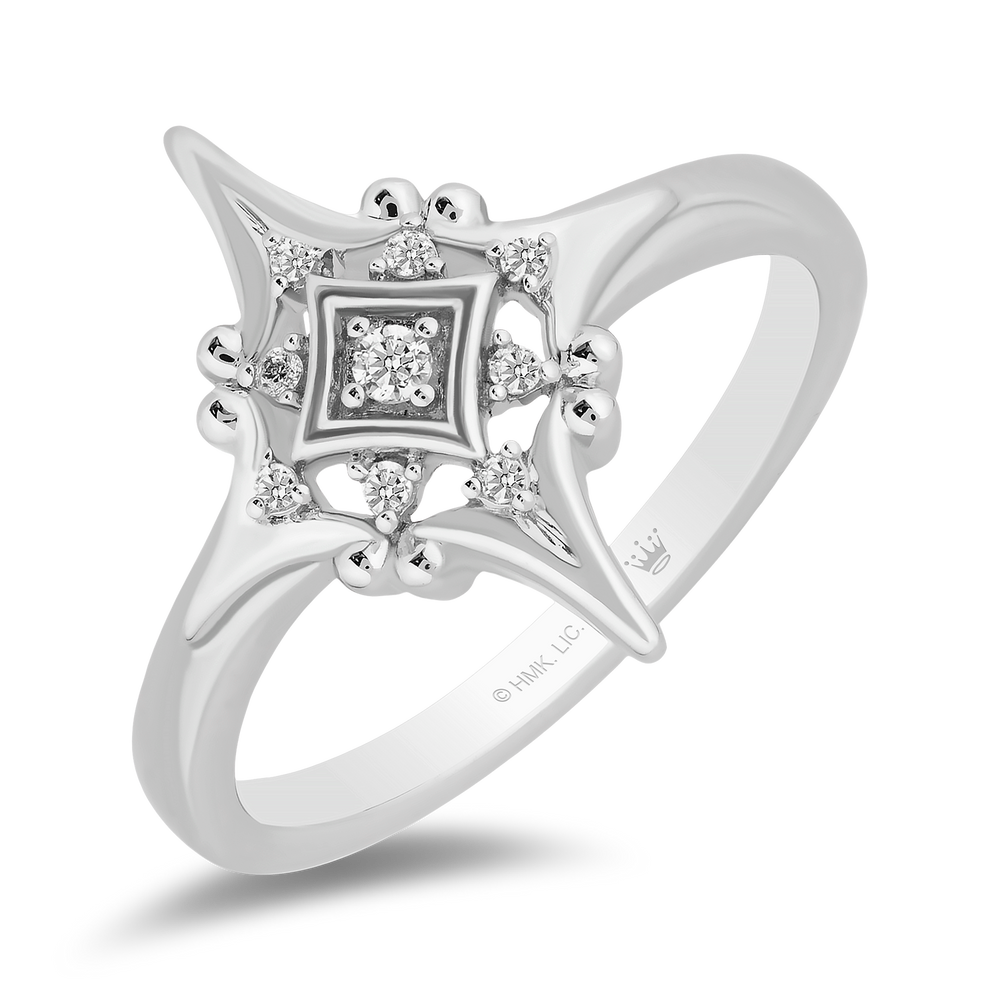 Hallmarkfinejewelry Lace North Star Ring in Sterling Silver with Diamonds