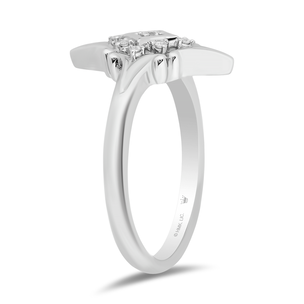 Hallmarkfinejewelry Lace North Star Ring in Sterling Silver with Diamonds