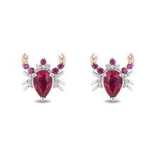 Load image into Gallery viewer, Hallmarkfinejewelry Sterling Silver and 14K Rose Gold Created Ruby Crab Earrings
