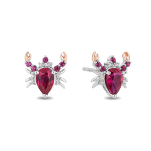 Load image into Gallery viewer, Hallmarkfinejewelry Sterling Silver and 14K Rose Gold Created Ruby Crab Earrings
