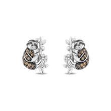 Load image into Gallery viewer, Hallmarkfinejewelry Sloth Earrings in Sterling Silver with Champagne Diamonds
