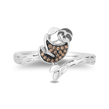 Load image into Gallery viewer, Hallmarkfinejewelry Sloth Ring in Sterling Silver with Champagne Diamonds
