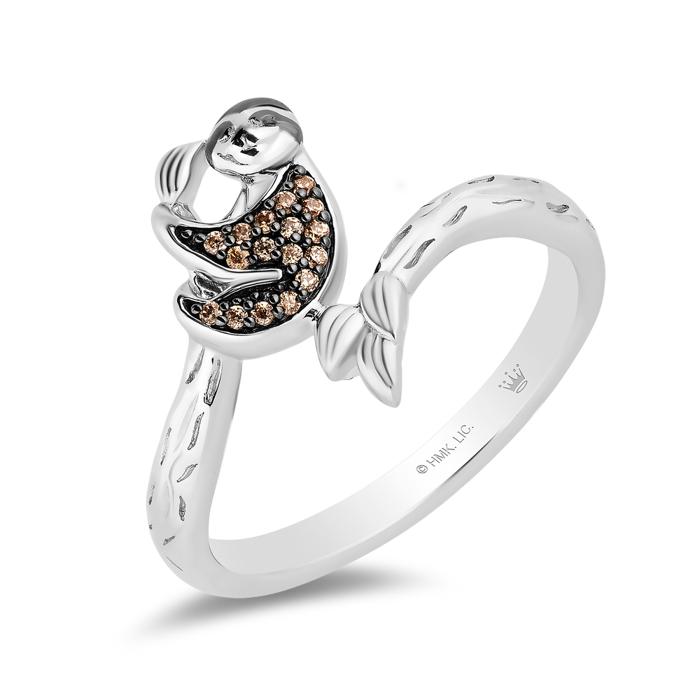 Hallmarkfinejewelry Sloth Ring in Sterling Silver with Champagne Diamonds
