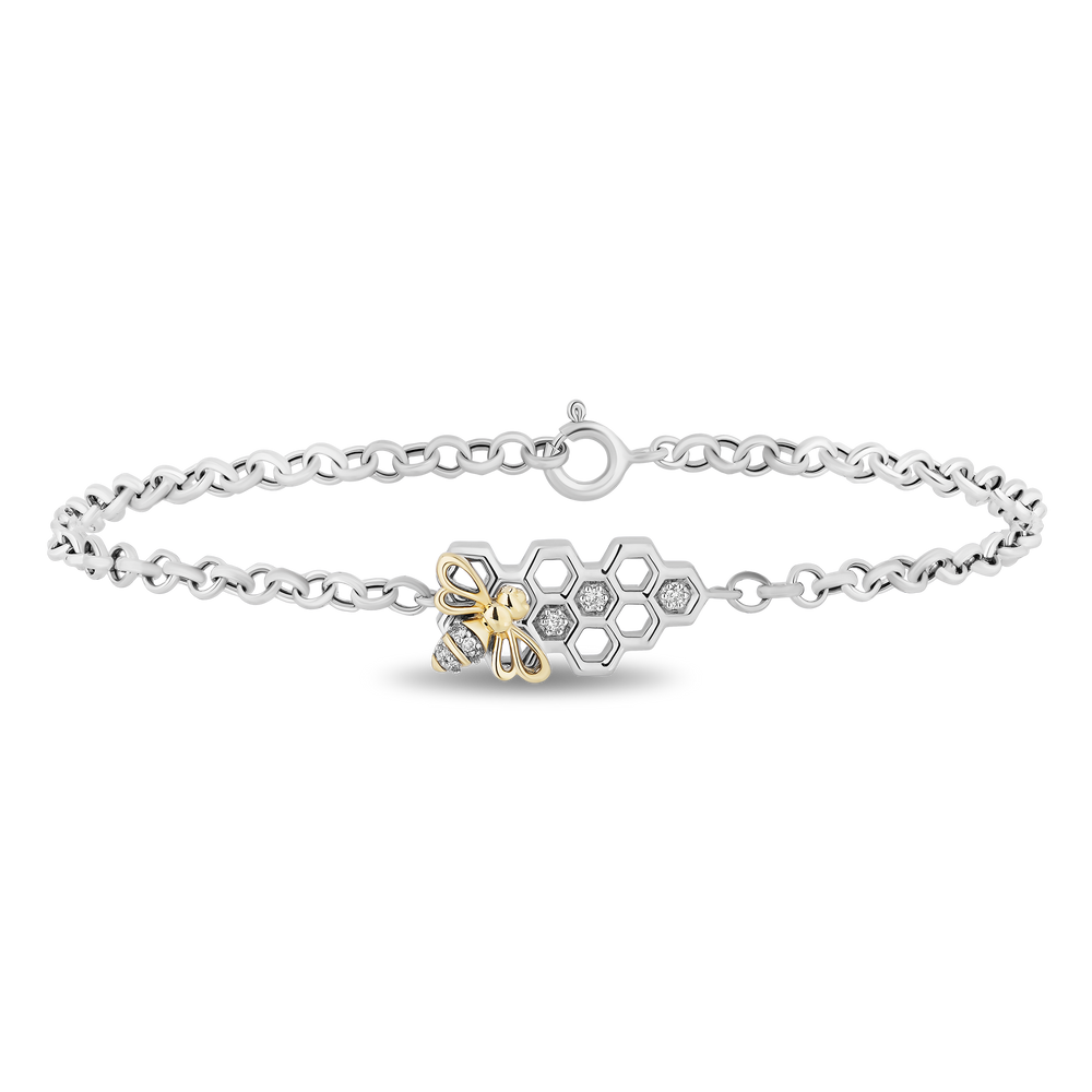 Hallmarkfinejewelry Honeybee Bracelet in Sterling Silver and 14K Yellow Gold