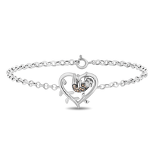 Load image into Gallery viewer, Hallmarkfinejewelry Sloth Heart Bracelet in Sterling Silver with Champagne Diamonds
