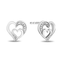 Load image into Gallery viewer, Hallmarkfinejewelry Sterling Silver Diamond Heart Earrings and Necklace Box Set
