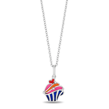 Load image into Gallery viewer, Hallmarkfinejewelry Sterling Silver and Enamel Cupcake Necklace with Accent Diamonds
