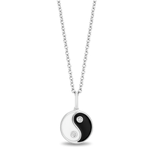 Load image into Gallery viewer, Hallmarkfinejewelry Sterling Silver and Enamel Ying-Yang Neckalce with Accent Diamonds
