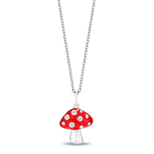 Load image into Gallery viewer, Hallmarkfinejewelry Sterling Silver and Enamel Mushroom Necklace with 1/20 CTTW Diamonds
