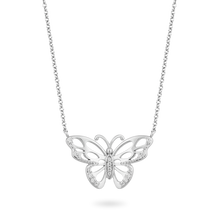 Load image into Gallery viewer, Hallmarkfinejewelry Butterfly Diamond Necklace in Sterling Silver with 1/5 CTTW View 1
